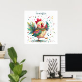 Poster IA Nursery Art Folk Art Style poulet ou coq (Bureau à domicile)