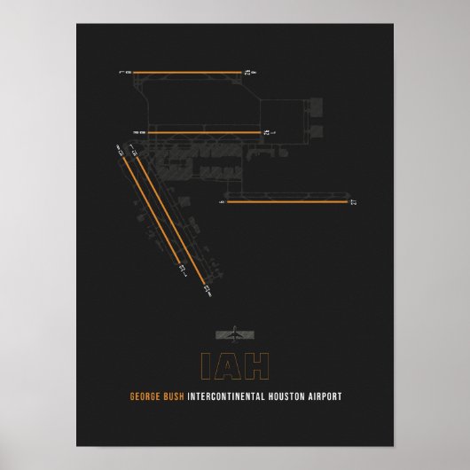 Poster IAH - Houston Airport Runway Diagram Art (Devant)