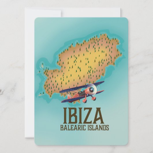 Poster Ibiza Balearic Islands map (Voorkant)