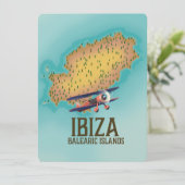 Poster Ibiza Balearic Islands map (Staand voorkant)