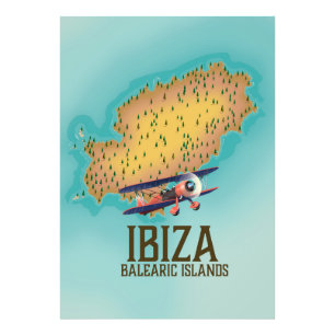 Poster Ibiza Balearic Islands map