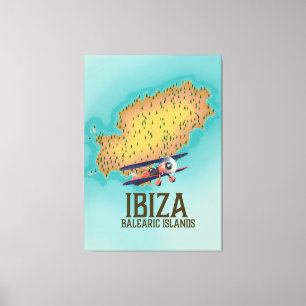 Poster Ibiza Balearic Islands map Canvas Afdruk