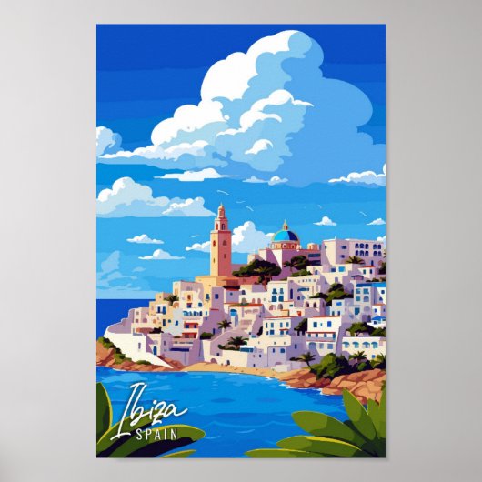 Poster Ibiza Espagne Illustration de voyage artisanale (Devant)