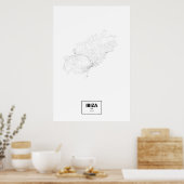 Poster Ibiza, Espagne (noir sur blanc) (Cuisine)