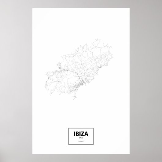 Poster Ibiza, Espagne (noir sur blanc) (Devant)