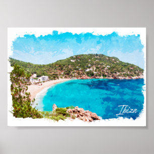 Poster Ibiza Espagne Plage Paysage Voyage
