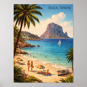 Poster Ibiza Espagne Rétro Art de Plage – Voyage Vintage