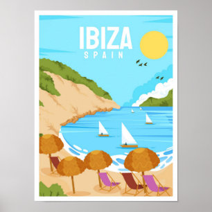 Poster Ibiza Espagne Vintage voyage d'art