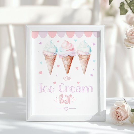 Poster Ice cream Bar Pastel birthday party