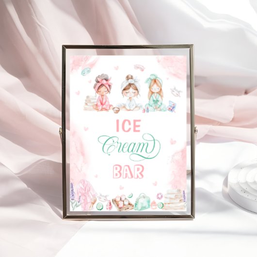 Poster Ice Cream Bar Spa fête d'anniversaire
