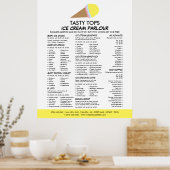 Poster Ice Cream Cone, Ice Cream Parlor Menu (Cuisine)