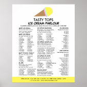 Poster Ice Cream Cone, Ice Cream Parlor Menu (Devant)