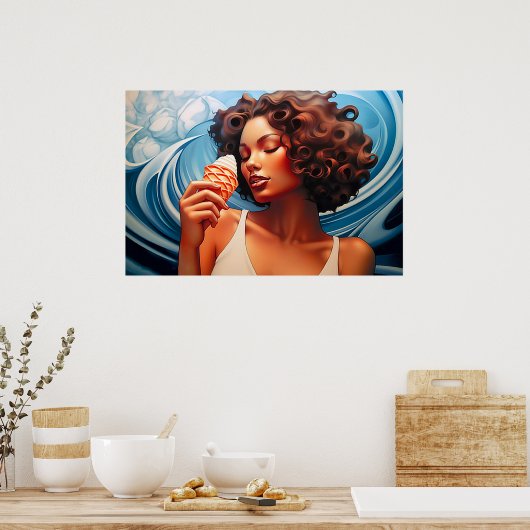 Poster Ice Cream Dream airbrush art (Cuisine)