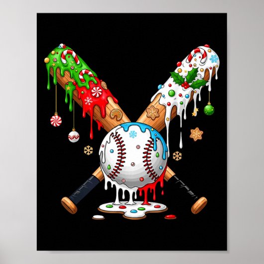 Poster Ice Cream Drip Baseball Christmas Xmas Pajama Kids (Devant)