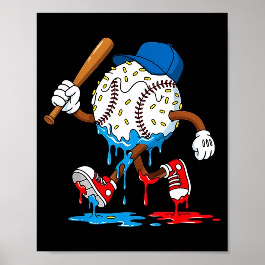 Poster Ice Cream Drip Baseball Sts Baseball Lifestyle Boy (Devant)