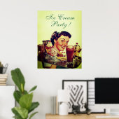 Poster ICE CREAM PARTY Girl with Tray of Ice Creams (Bureau à domicile)