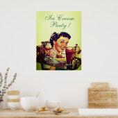 Poster ICE CREAM PARTY Girl with Tray of Ice Creams (Cuisine)