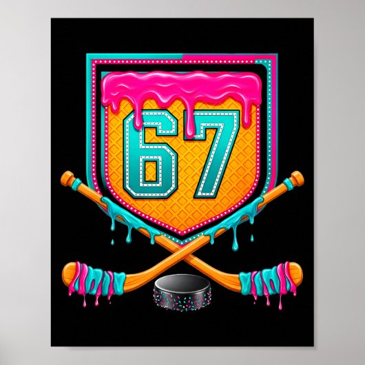 Poster Ice Hockey Drip Number 67 Ice Hockey Player  (Devant)