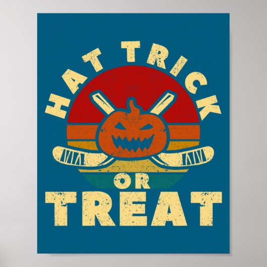 Poster Ice Hockey Player Coach Halloween Pumpkin Hat Tric (Devant)