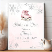 Poster Ice Skating Birthday Silver Snowflakes Welcome