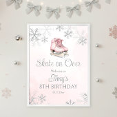 Poster Ice Skating Birthday Silver Snowflakes Welcome