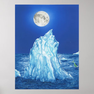 Poster Iceberg de Snowland sous la Pleine lune