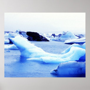 Poster Icebergs sur la lagune de Jokulsarlon