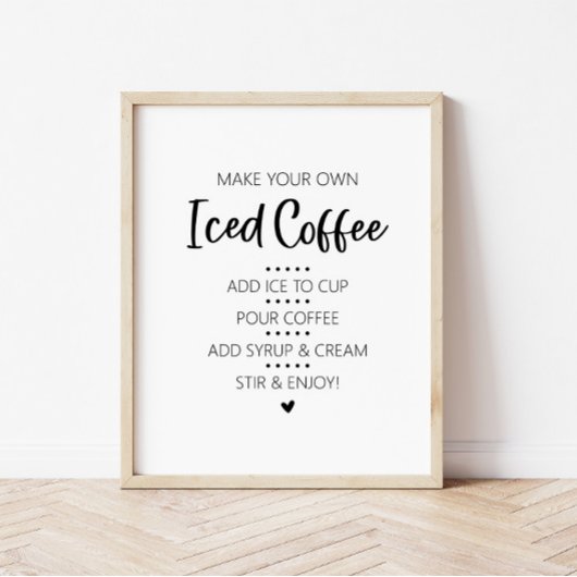 Poster Iced Coffee Bar Drink Sign
