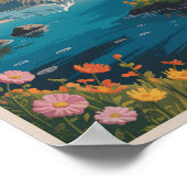 Poster Iceland Painterly Illustration Travel Art Vintage (Coin)