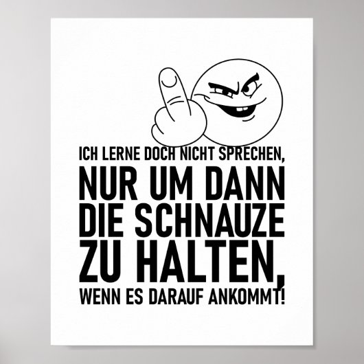 POSTER ICH LERNE DOCH NICHT SPRECHEN (Devant)