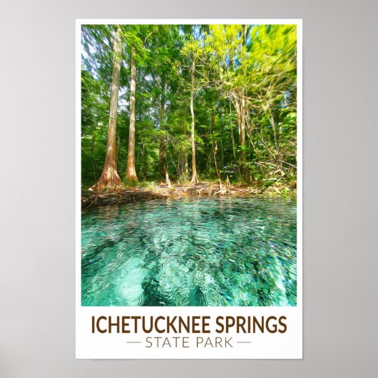 Poster Ichetucknee Springs State Park Floride Watercolor (Devant)