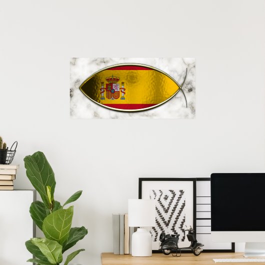 Poster Ichthus - Drapeau espagnol (Bureau à domicile)