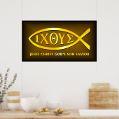 Poster ICHTHUS : Symbole du poisson antique (Cuisine)