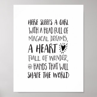 Poster Ici coule une fille avec une tête pleine de rêves 