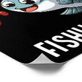 Poster Ici Pêche Pêche Funny Worm Cute Poisson Pêcheur (Coin)