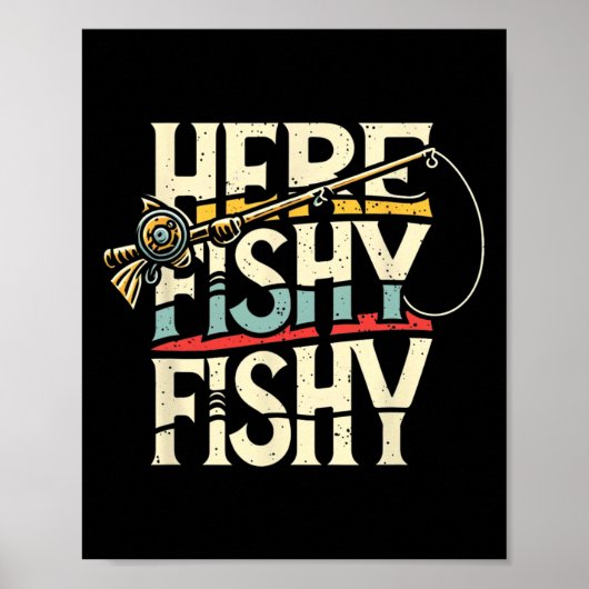 Poster Ici Pêche Poisson Drôle Pêche (Devant)