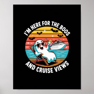 Poster Ici pour les huées et la fête d'Halloween avec vue
