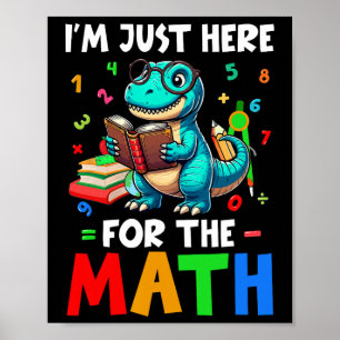 Poster Ici pour les maths T-rex mignon qui compte les nom