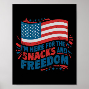 Poster Ici Pour Les Snacks Et Liberté Vintage 4 Juil