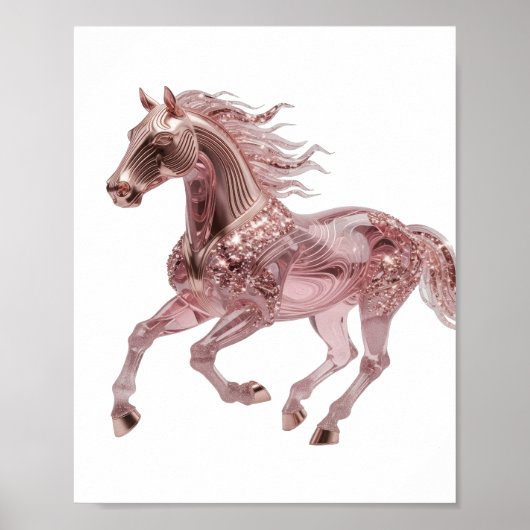Poster Icône Argent ROSE OR CHEVAL Art Texte 3D (Devant)