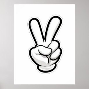 Poster Icône Classique du Symbole de la Main de la Paix