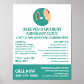 Poster Icône d'aide auditive, audiologiste, Clinique d'au (Devant)