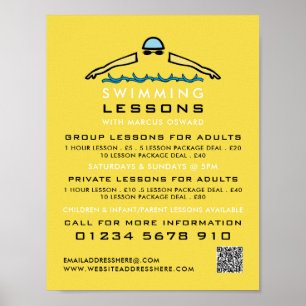 Poster Icône de natation rapide, Annonce de leçons de nat