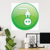 Poster Icône de prise électrique verte (Bureau à domicile)