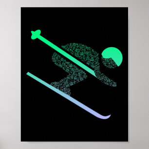 Poster Icône de ski pour skieuses filles de ski 