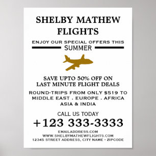 Poster Icône Gold Plane, Publicité des compagnies aérienn