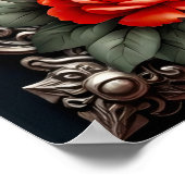 Poster Icône gothique romantique : coeur, rose, crâne. (Coin)