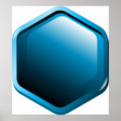 Poster Icône hexagonale bleue brillante Géométrique moder (Devant)