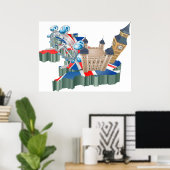 Poster Icone Londres Points de repère Carte Royaume-Uni V (Bureau à domicile)