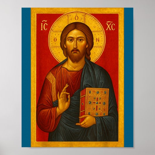 Poster Icône orthodoxe de Jésus-Christ Pantocrator  (Devant)